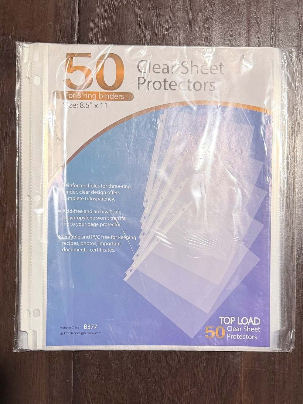 50 Count Clear Sheet Protectors for 3-Ring Binders 8.5 x 11